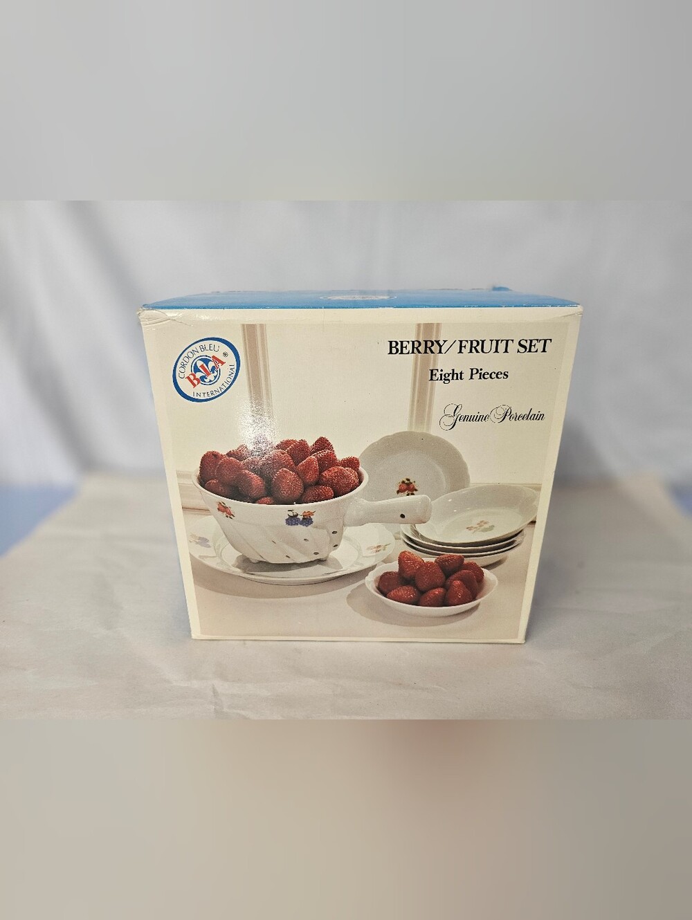 Vintage BIA Cordon Bleu Porcelain 8-Piece Berry Fruit Set - Brand New In Box